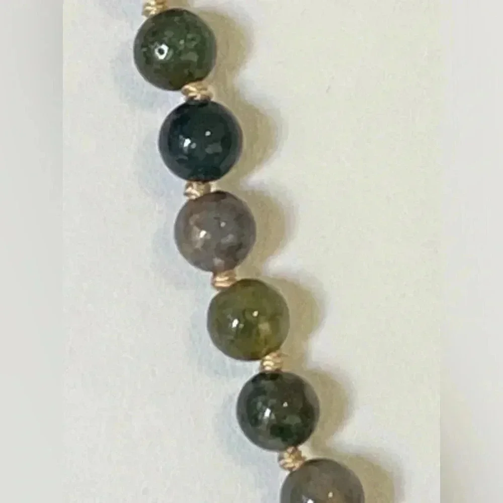 Handmade Mala Buddha Prayer Beads Necklace with Tassel Indian Agate NWT